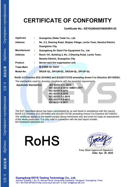 中国 Guangdong Air Giant Fire Equipment Co.,Ltd. 認証